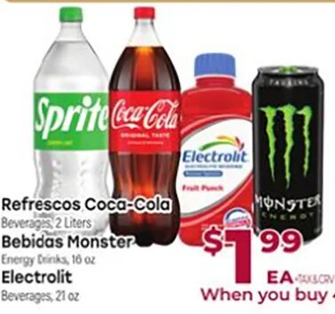 Refrescos Coca-Cola Bebidas Monster Electrolit at Cardenas Markets