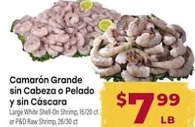 Camarón Grande sin Cabeza o Pelado y sin Cáscara at Cardenas Markets