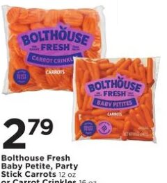 Bolthouse Fresh Baby Petite, Party Stick Carrots or Carrot Crinkles
