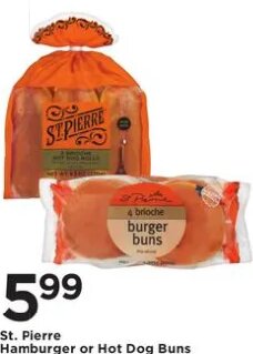 St. Pierre Hamburger or Hot Dog Buns