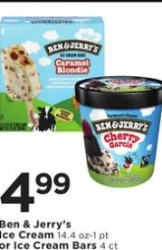 Ben & Jerry's Ice Cream or Ice Cream Bars