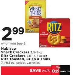 Nabisco Snack Crackers or Ritz Toasted, Crisp & Thins at Cub Foods