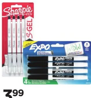 Expo Fine Tip Dry Erase Marker or Sharpie Black S-Gel Pen