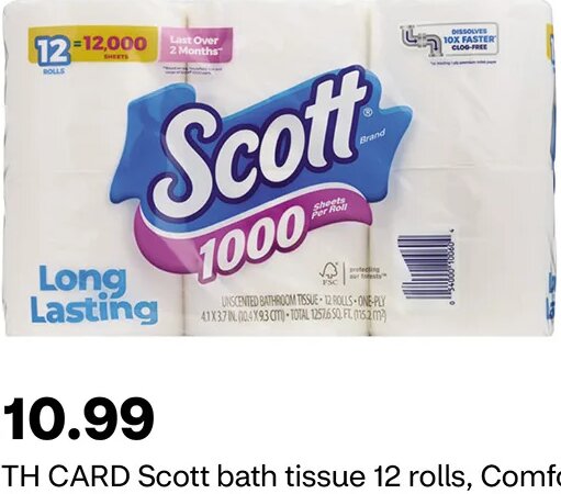 Scott bath tissue or paper towels at CVS