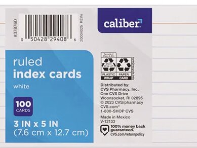 Caliber Ruled Index Cards