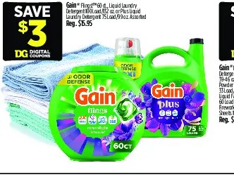 Gain Flings or Liquid Laundry Detergent