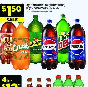 Pepsi, Mountain Dew, Crush, Schweppes