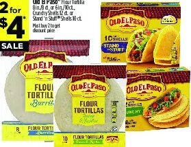 Old El Paso Flour Tortilla, Crunchy Shells or Stand 'n Stuff Shells at Dollar General