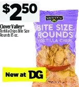 Clover Valley Tortilla Chips Bite Size Rounds at Dollar General