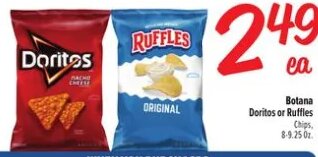 Botana Doritos or Ruffles at El Super