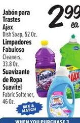 Jabón para Trastes Ajax / Limpadores Fabuloso / Suavizante Suavitel