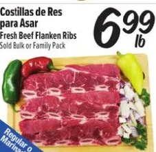 Costillas de Res para Asar Fresh Beef Flanken Ribs at El Super