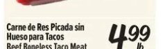 Carne de Res Picada sin Hueso para Tacos Beef Boneless Taco Meat