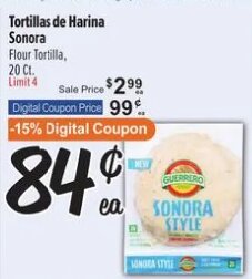 Tortillas de Harina Sonora at El Super
