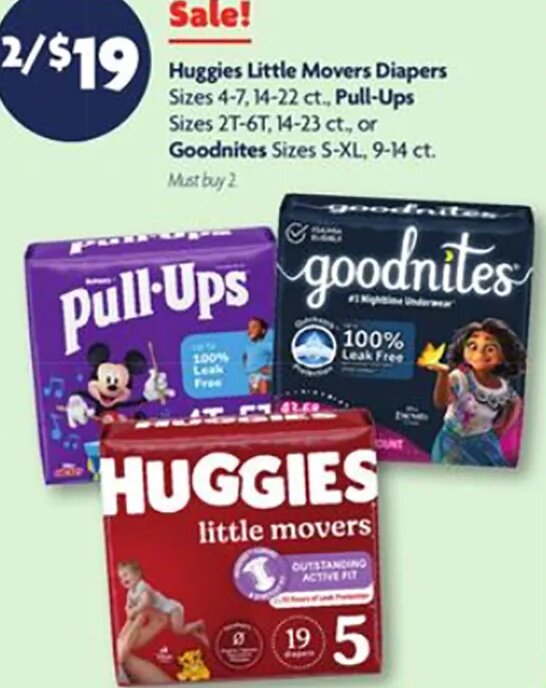 Huggies Little Movers Diapers / Pull-Ups / Goodnites at Family Dollar