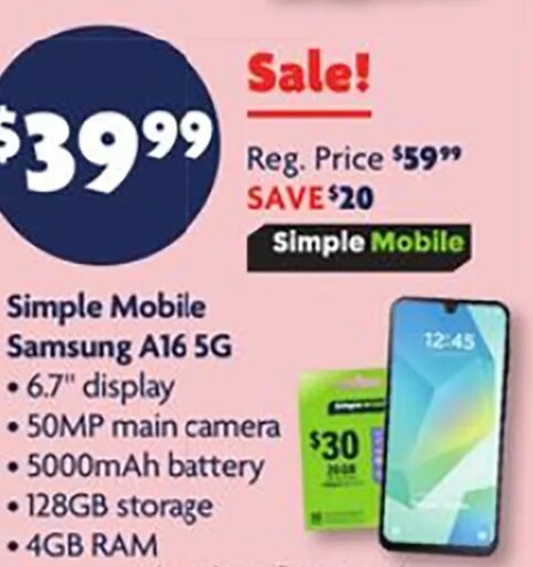 Simple Mobile Samsung A16 5G