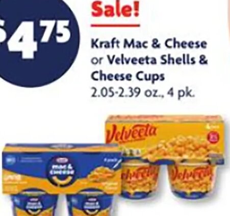 Kraft Mac & Cheese or Velveeta Shells & Cheese Cups at Family Dollar