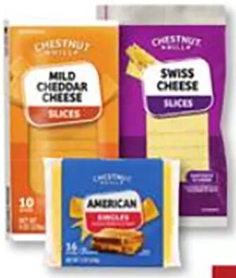 Chestnut Hill Swiss or Cheddar Cheese Slices or American Cheese Singles at Family Dollar