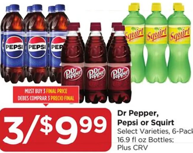 Dr Pepper, Pepsi or Squirt at Food 4 Less