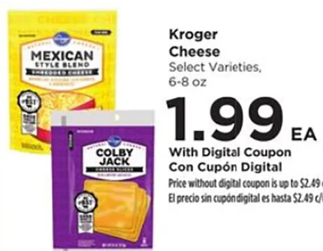 Kroger Cheese at Food 4 Less
