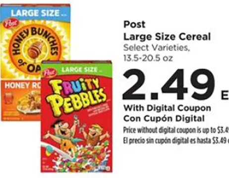 Post Large Size Cereal at Food 4 Less