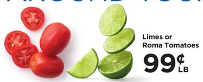Limes or Roma Tomatoes at Food 4 Less