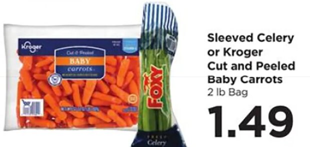 Sleeved Celery or Kroger Cut and Peeled Baby Carrots