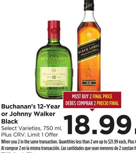 Buchanan's 12-Year or Johnny Walker Black