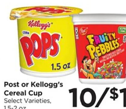 Post or Kellogg's Cereal Cup at Food 4 Less