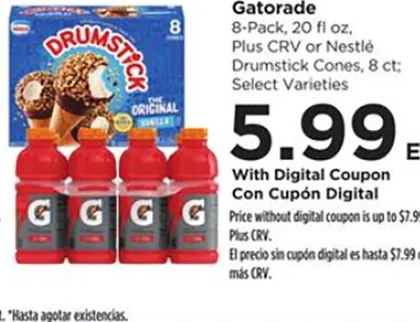 Gatorade or Nestlé Drumstick Cones