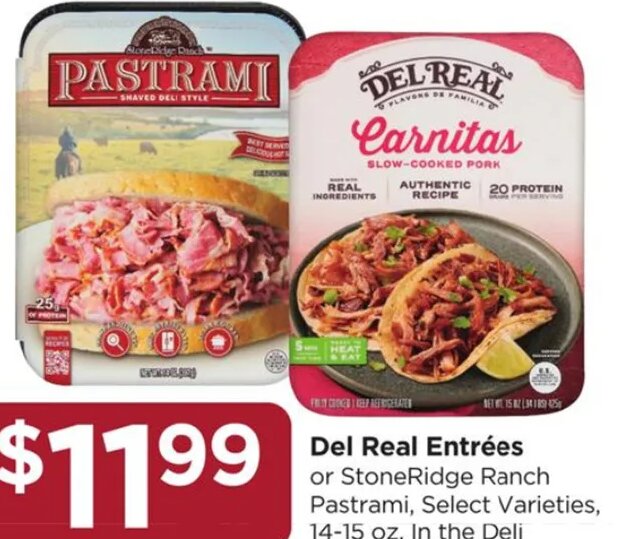 Del Real Entrées or StoneRidge Ranch Pastrami