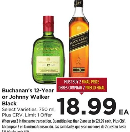 Buchanan's 12-Year or Johnny Walker Black