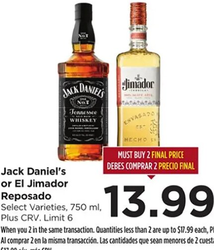 Jack Daniel's or El Jimador Reposado