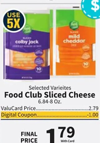 Food Club Sliced Cheese at Food City