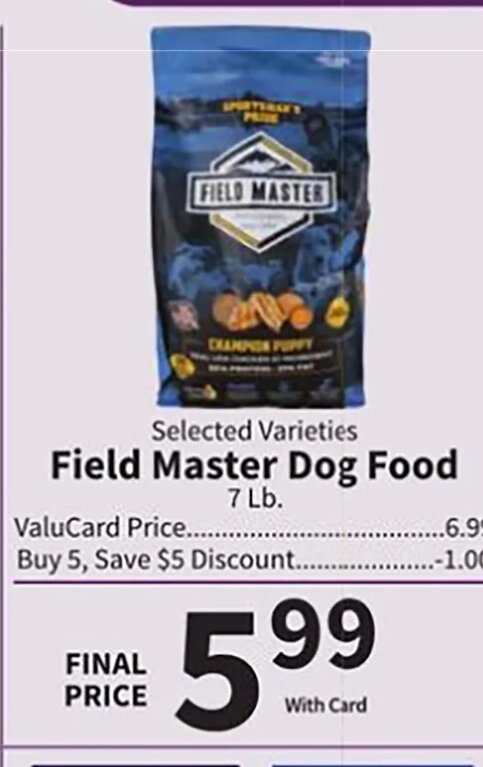 Field Master Dog Food at Food City