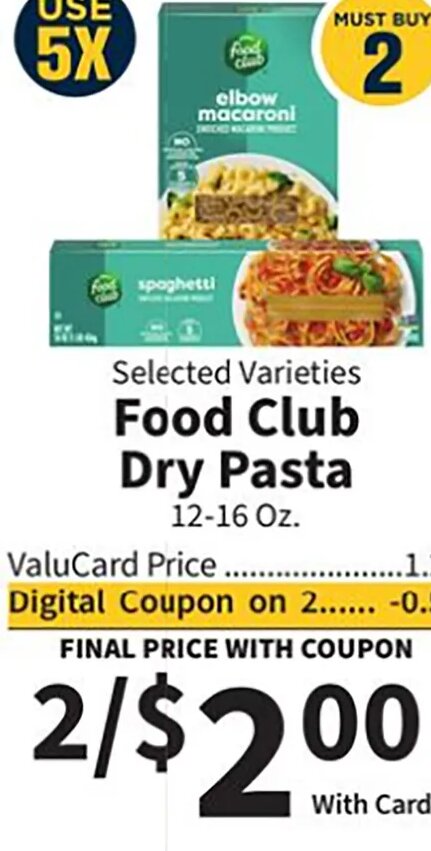 Food Club Dry Pasta at Food City