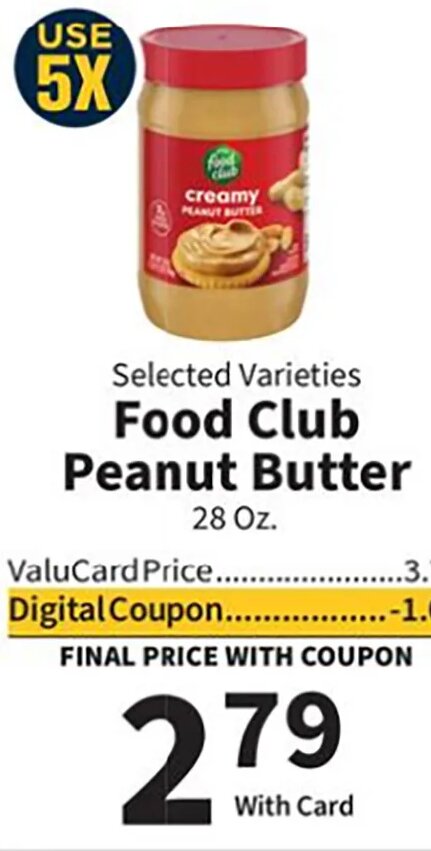 Food Club Peanut Butter at Food City