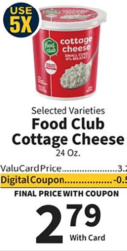 Food Club Cottage Cheese at Food City