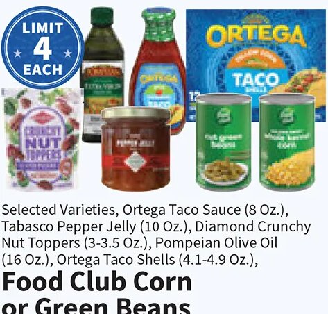 Food Club Corn or Green Beans