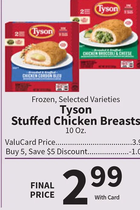 Tyson Stuffed Chicken Breasts at Food City