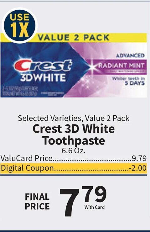 Crest 3D White Toothpaste at Food City