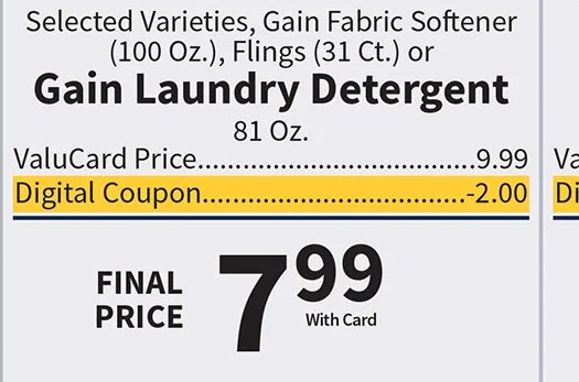 Gain Laundry Detergent at Food City