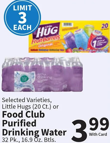 Food Club Purified Drinking Water at Food City