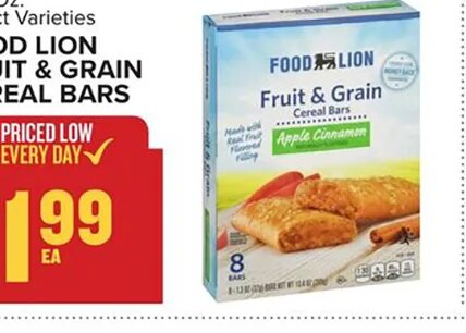 Food Lion Fruit & Grain Cereal Bars at Food Lion