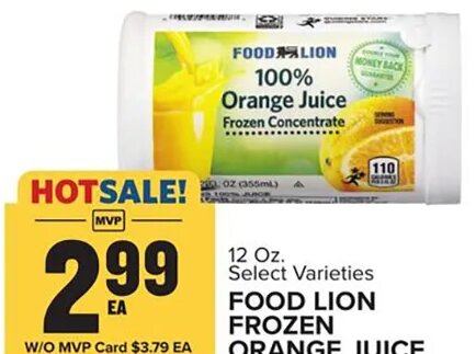 Food Lion Frozen Orange Juice at Food Lion