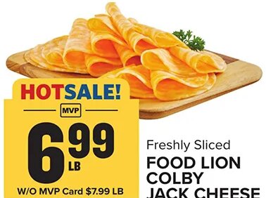 FOOD LION COLBY JACK CHEESE