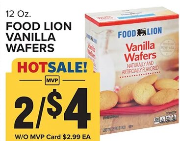 FOOD LION VANILLA WAFERS