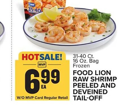 Food Lion Raw Shrimp Peeled and Deveined Tail-Off at Food Lion