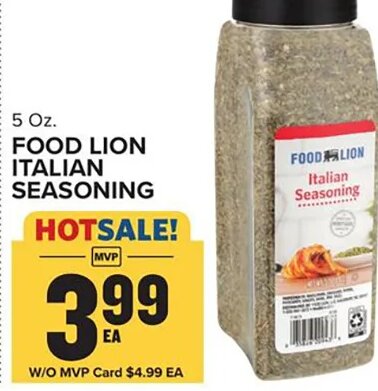 FOOD LION ITALIAN SEASONING
