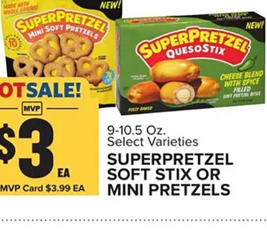 SUPERPRETZEL SOFT STIX OR MINI PRETZELS